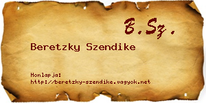 Beretzky Szendike névjegykártya